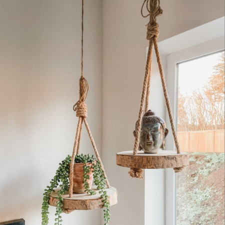 Wooden Hanging Planter – Rustic Decor for Indoor & Outdoor Spaces